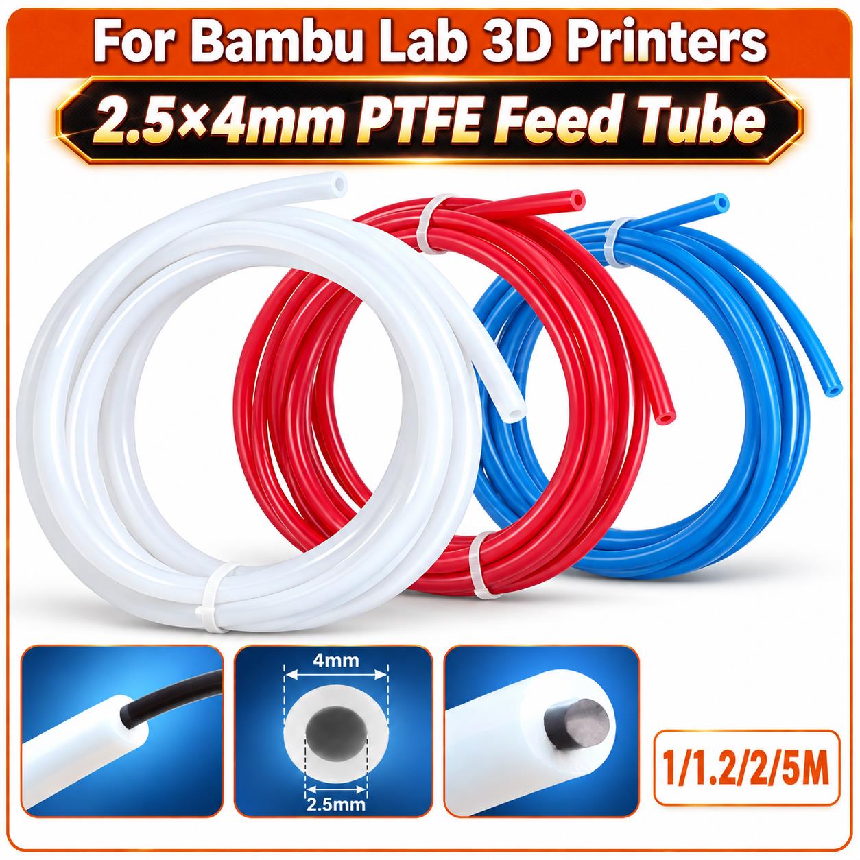 Ptfe Tape Thread - Tubo in PTFE Teflon 2,5×4 mm
