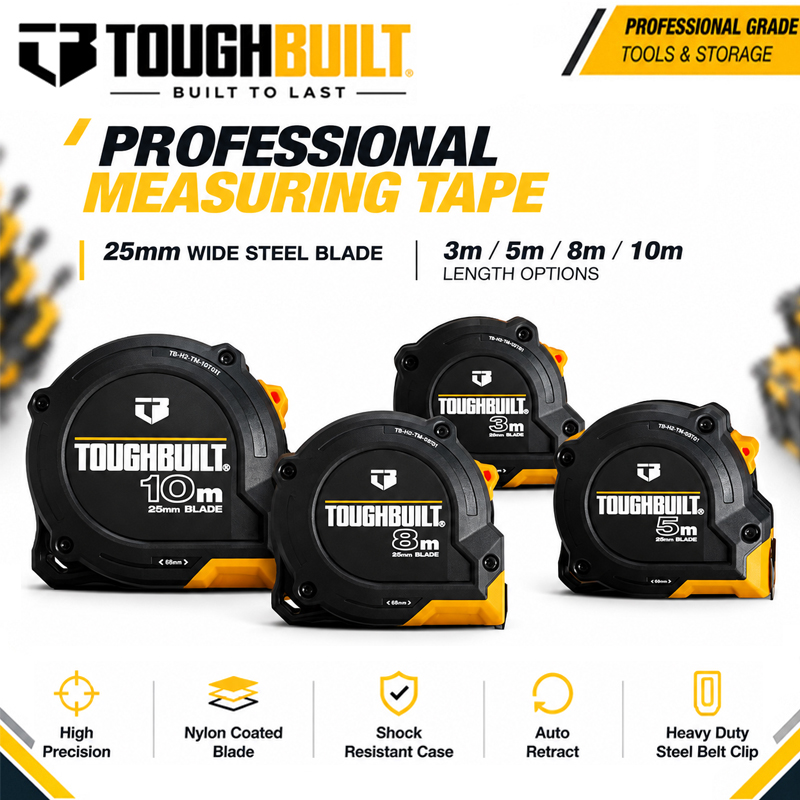 Stanley Tape 25Ft - Serie TOUGHBUILT di metri a nastro